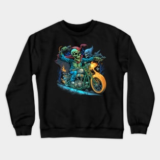 Skeleton riding a motorcycle Crewneck Sweatshirt